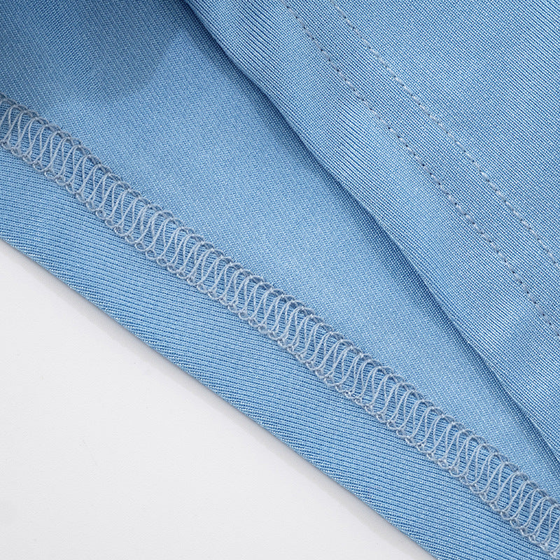 Women summer sexy Solid Round Neck short-sleeved T-shirt Top and shorts two-piece set 25