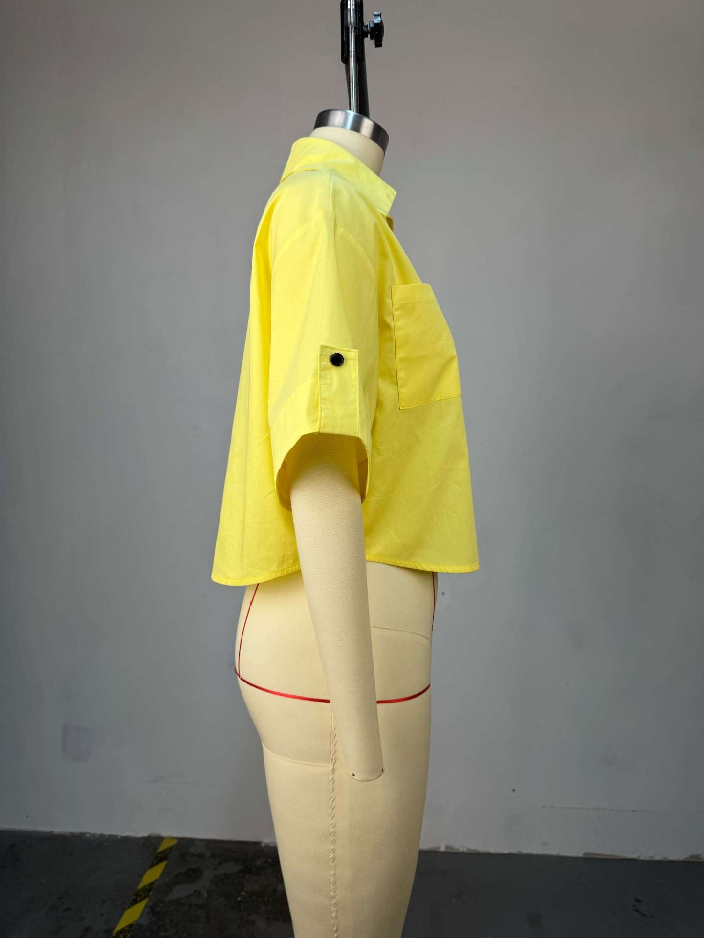 Women's Autumn Turndown Collar Loose Fashion Short Sleeve Shirt Top 8