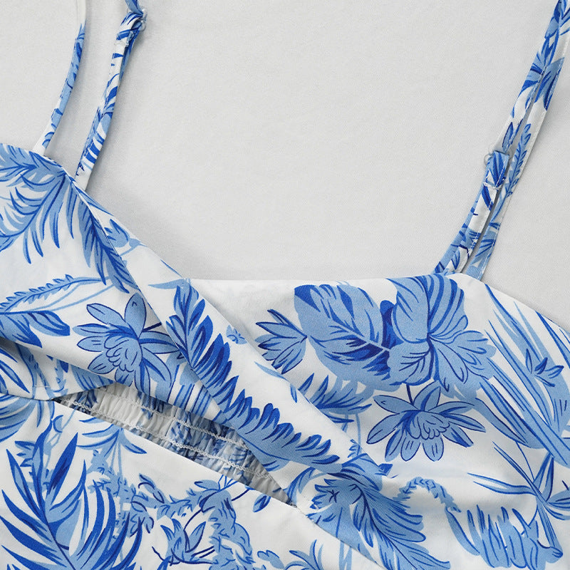 Women Printed Crop Top and Maxi Dress Two-Piece Set 7