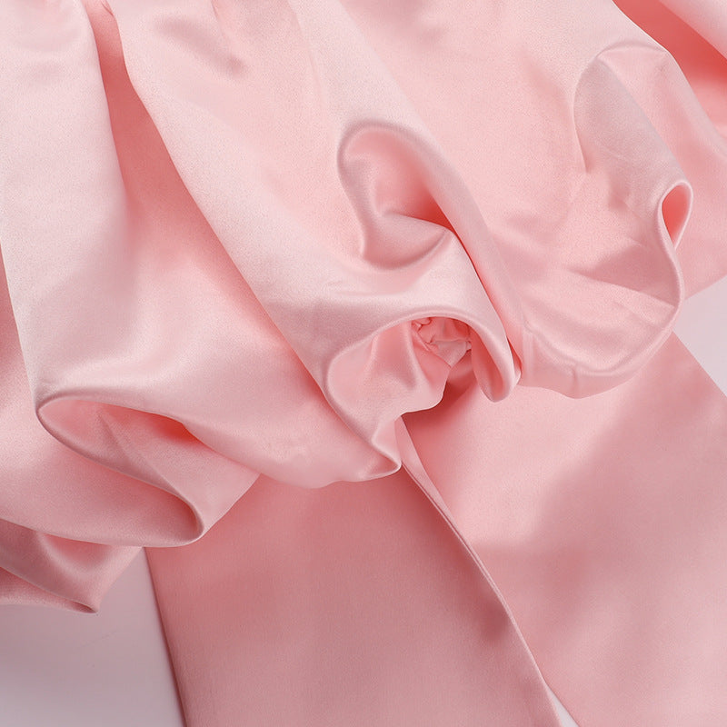 Women sexy Backless big bow Strapless dress 20