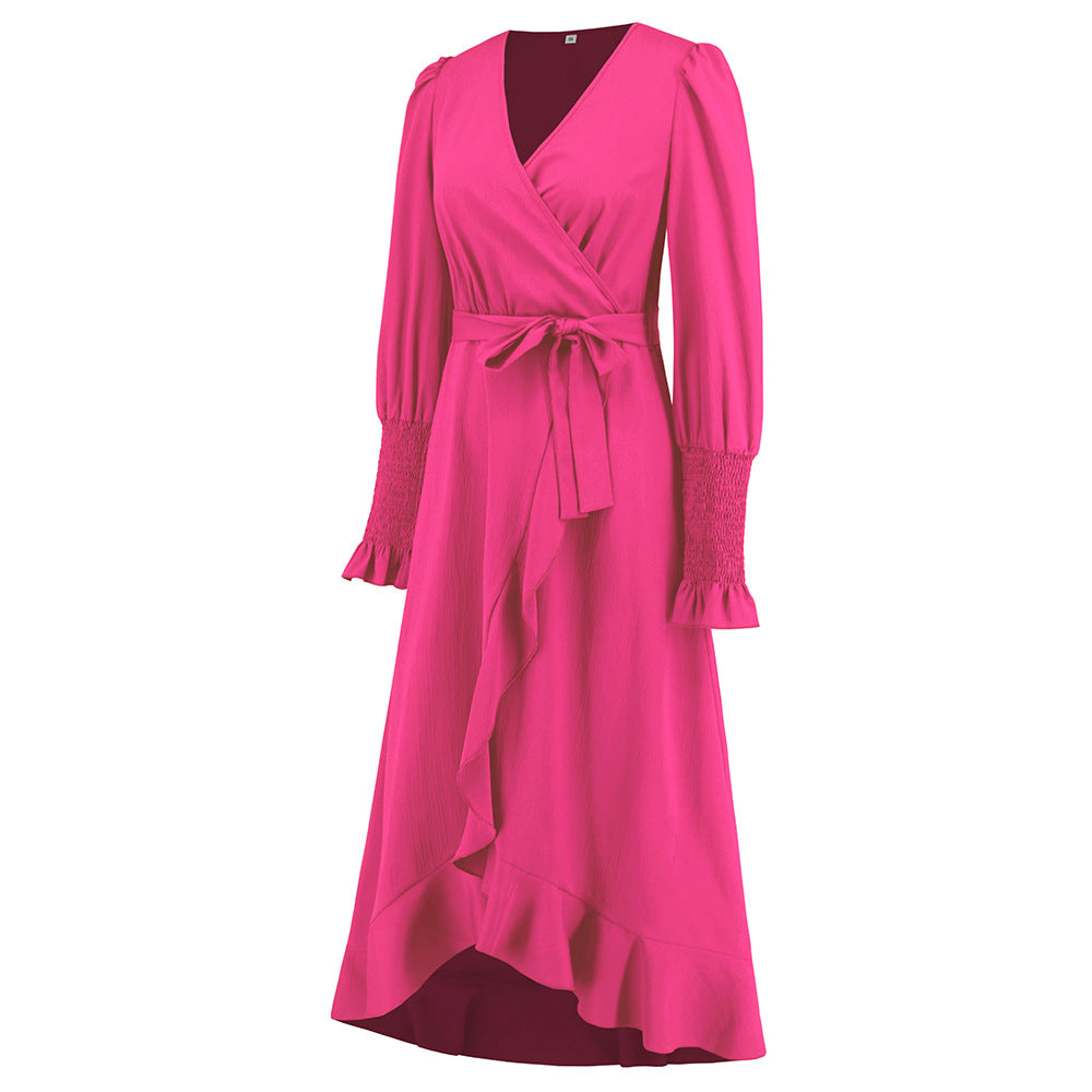 Plus Size Women V-Neck Ruffled Lace Dress 15