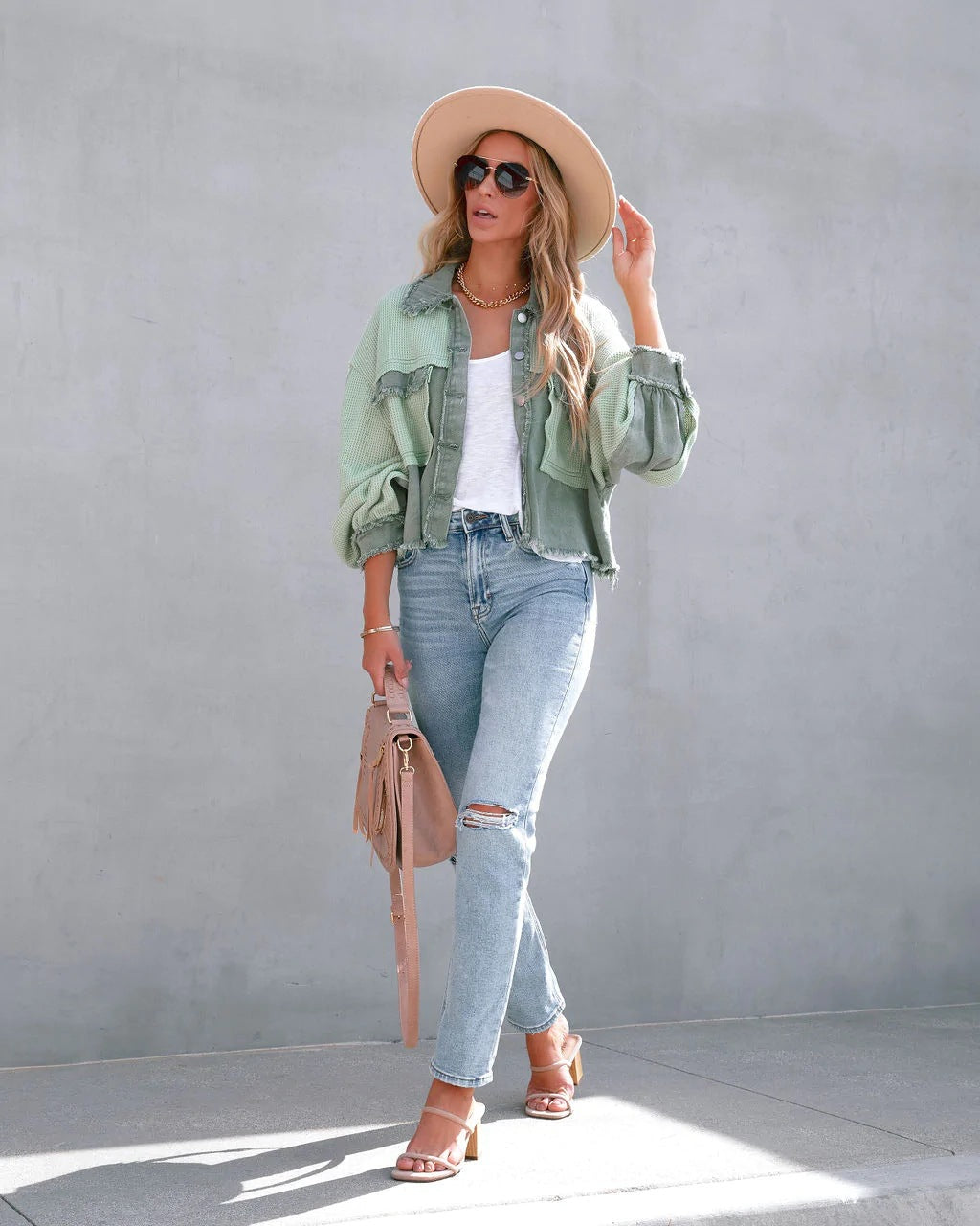 Autumn Winter Waffle Patchwork Casual Fashion Jacket 19