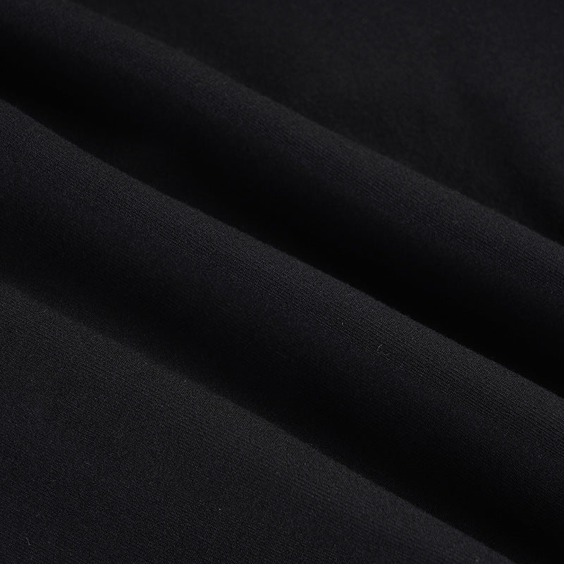 Black & White Contrast Fake Two-Piece Slim Waist Button-Down Long-Sleeve T-Shirt 30