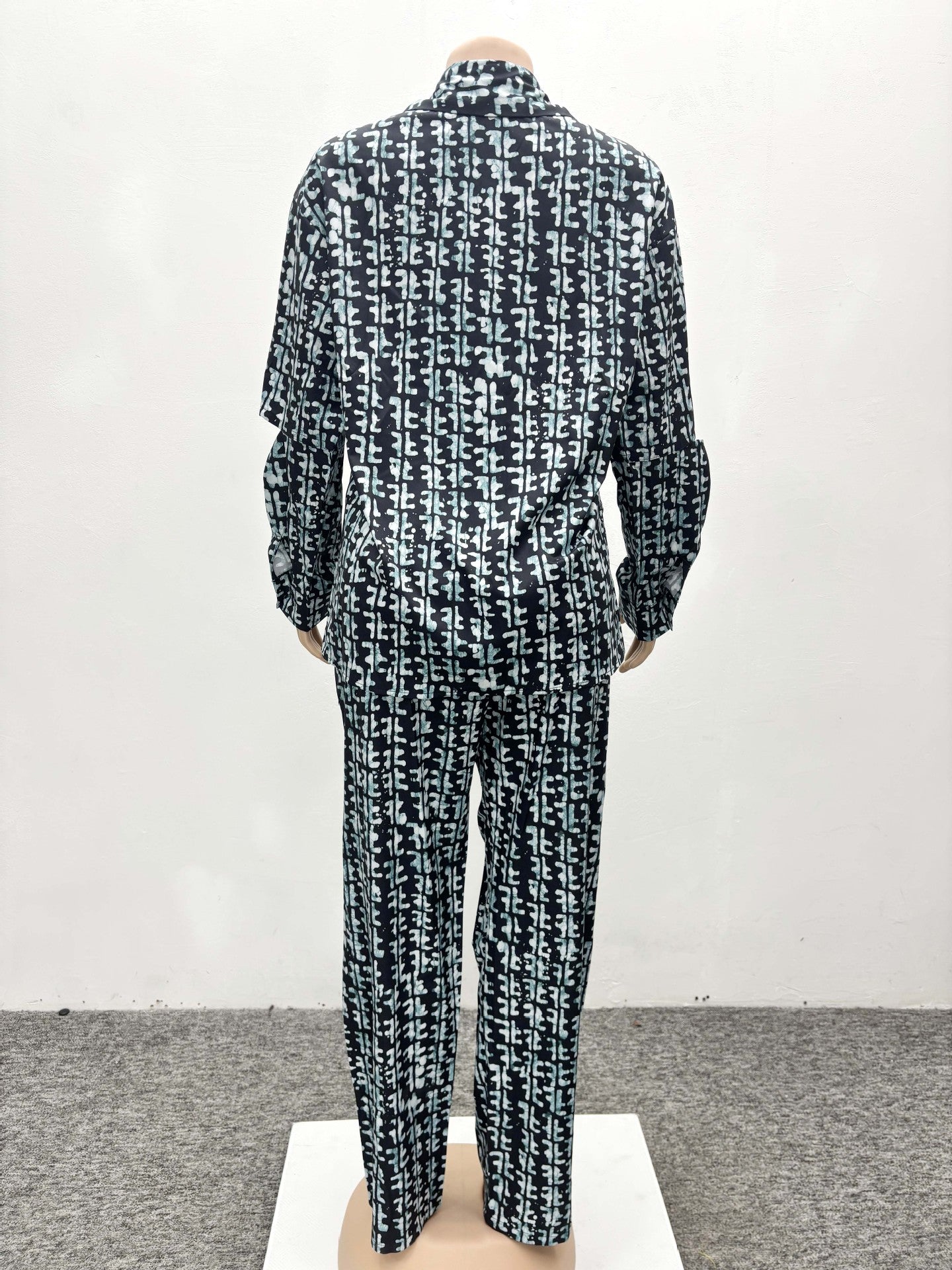 Africa Printed Fashion Casual Loose long-sleeved shirt and trousers two-piece suit for women 8