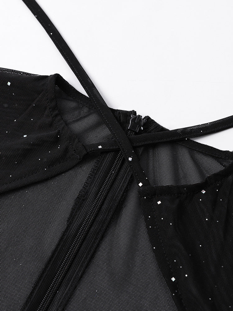 Mesh Bell Sleeve DSequin See-Through Mini Dress 21