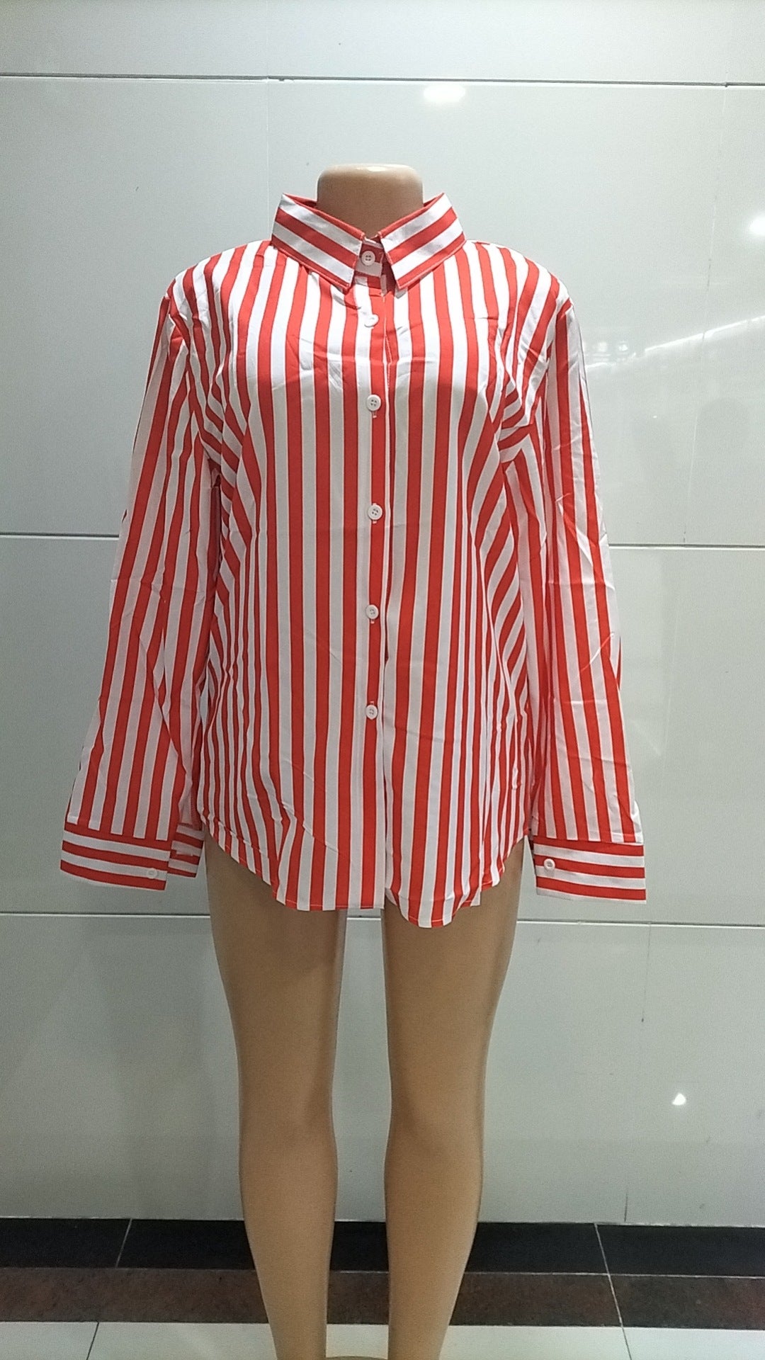 Women's Summer Fashion Casual Long Sleeve Striped Shirt 8