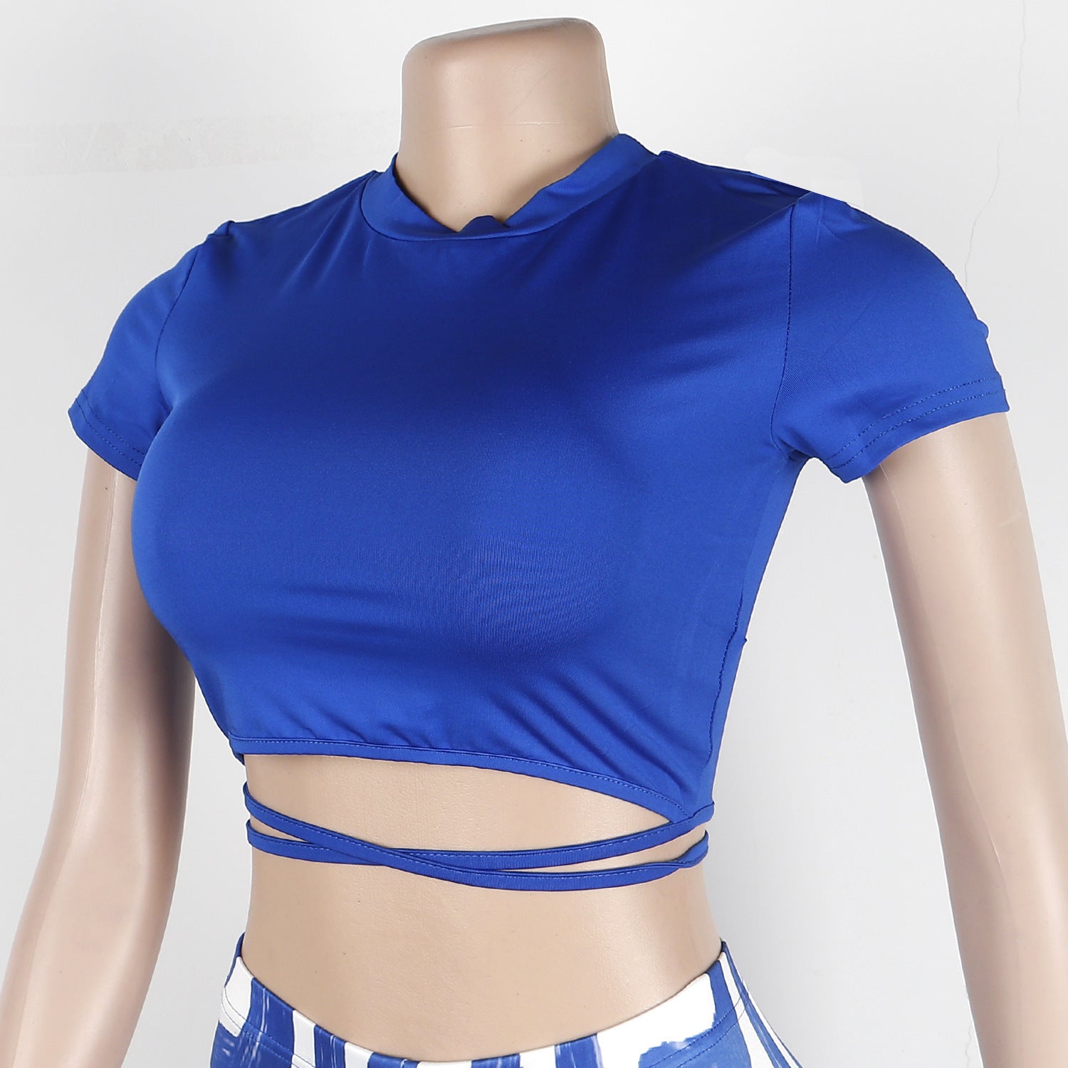 Women Sexy Short Sleeve Top+ Printed Trousers Two-piece Set 22