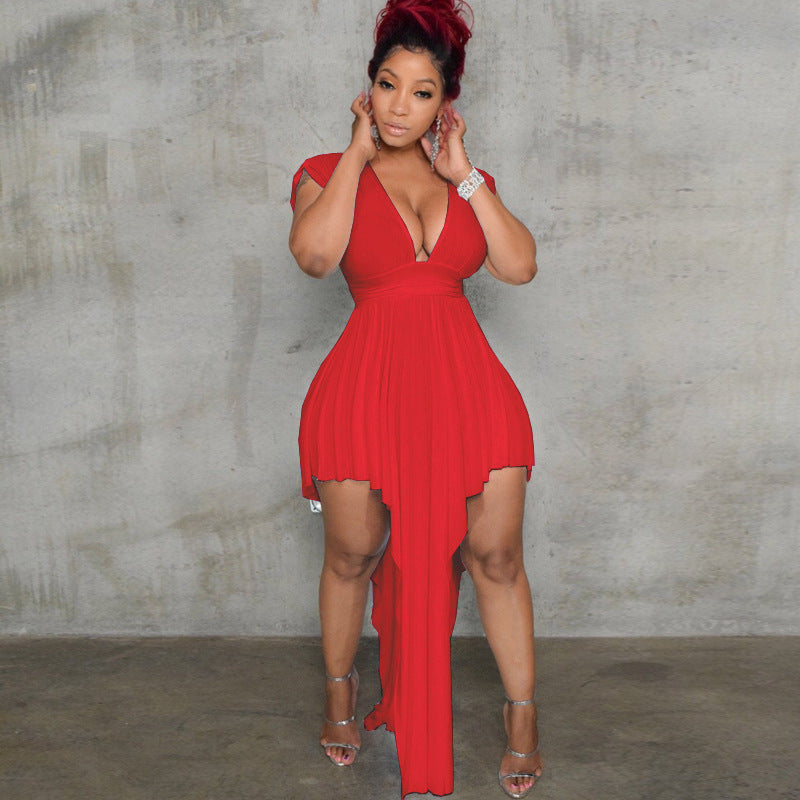 Women V Backless Irregular Sexy Dress 3