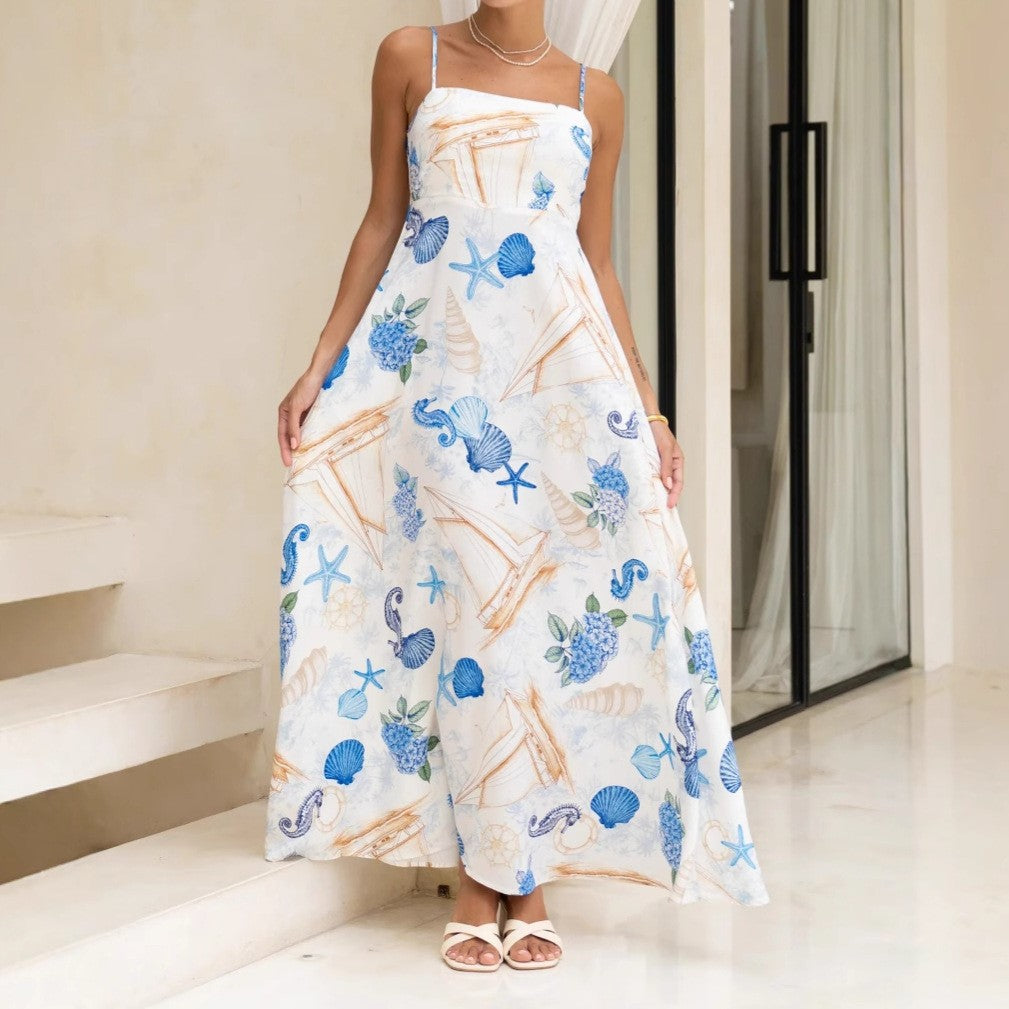 Summer Holidays Women's Print Casual Strap Maxi Dress 5