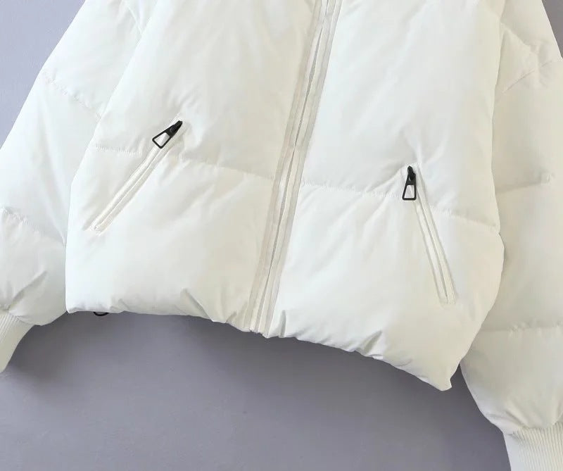 women's winter style fashion Stand Collar zipper pocket warm cotton-padded jacket 77