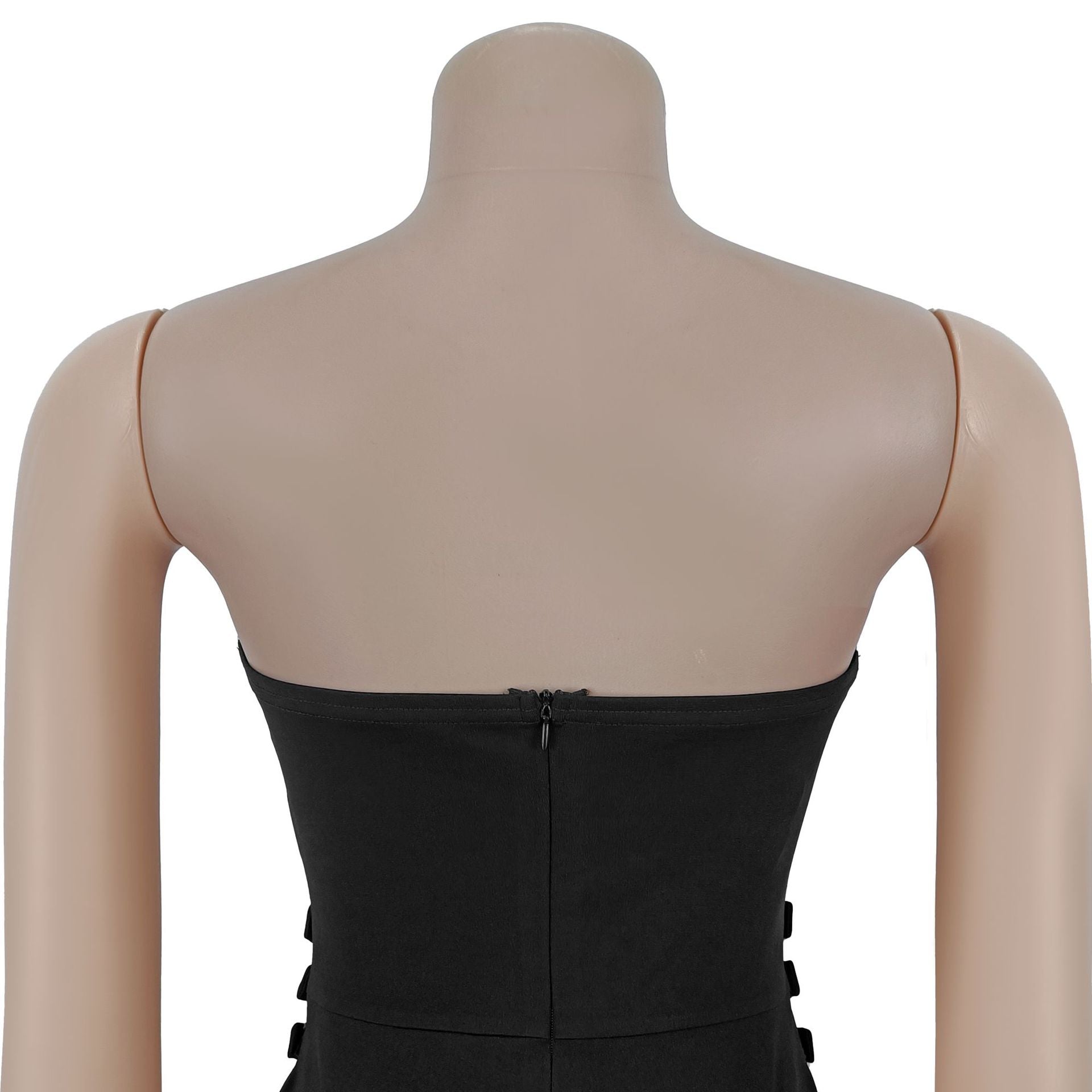 Women Casual Sexy Strapless Jumpsuit with Metal Buckles 7