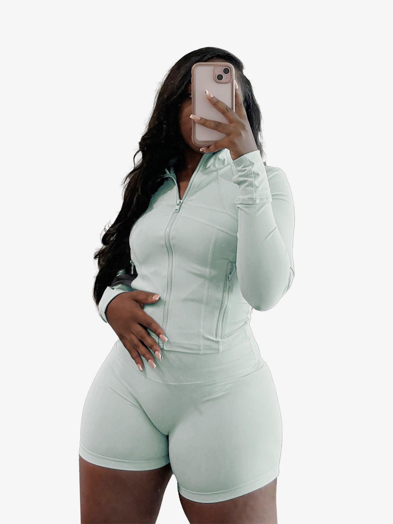 Women spring/summer casual sexy long-sleeved top and shorts two-piece set 23