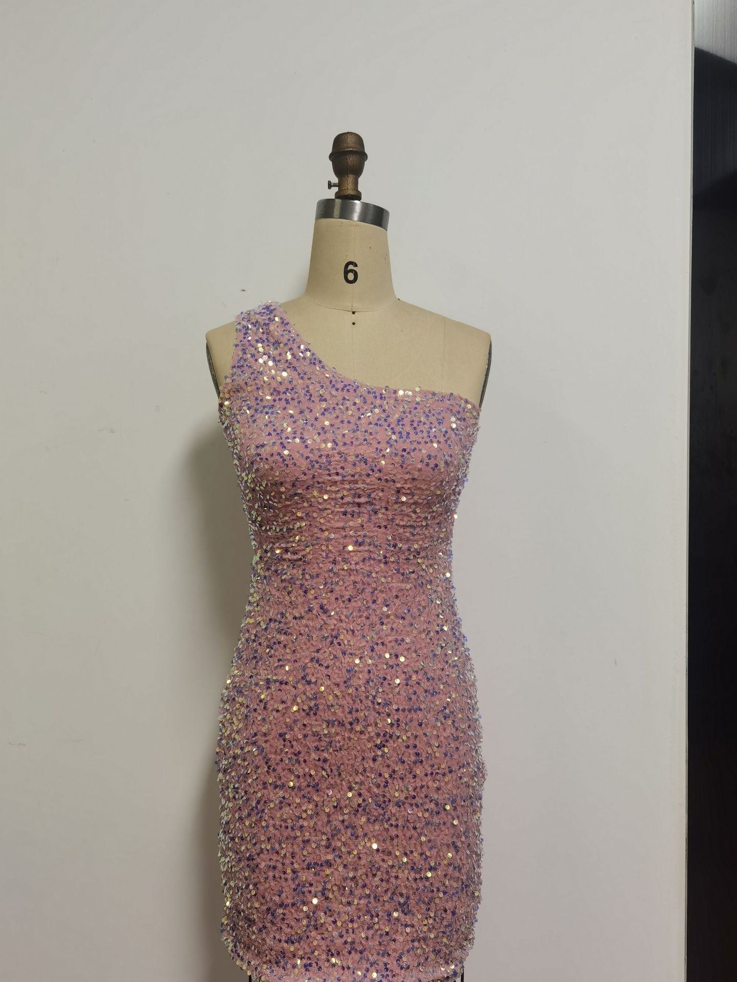 Sexy Solid Slash Shoulder Sequin Bodycon Party Dress 6