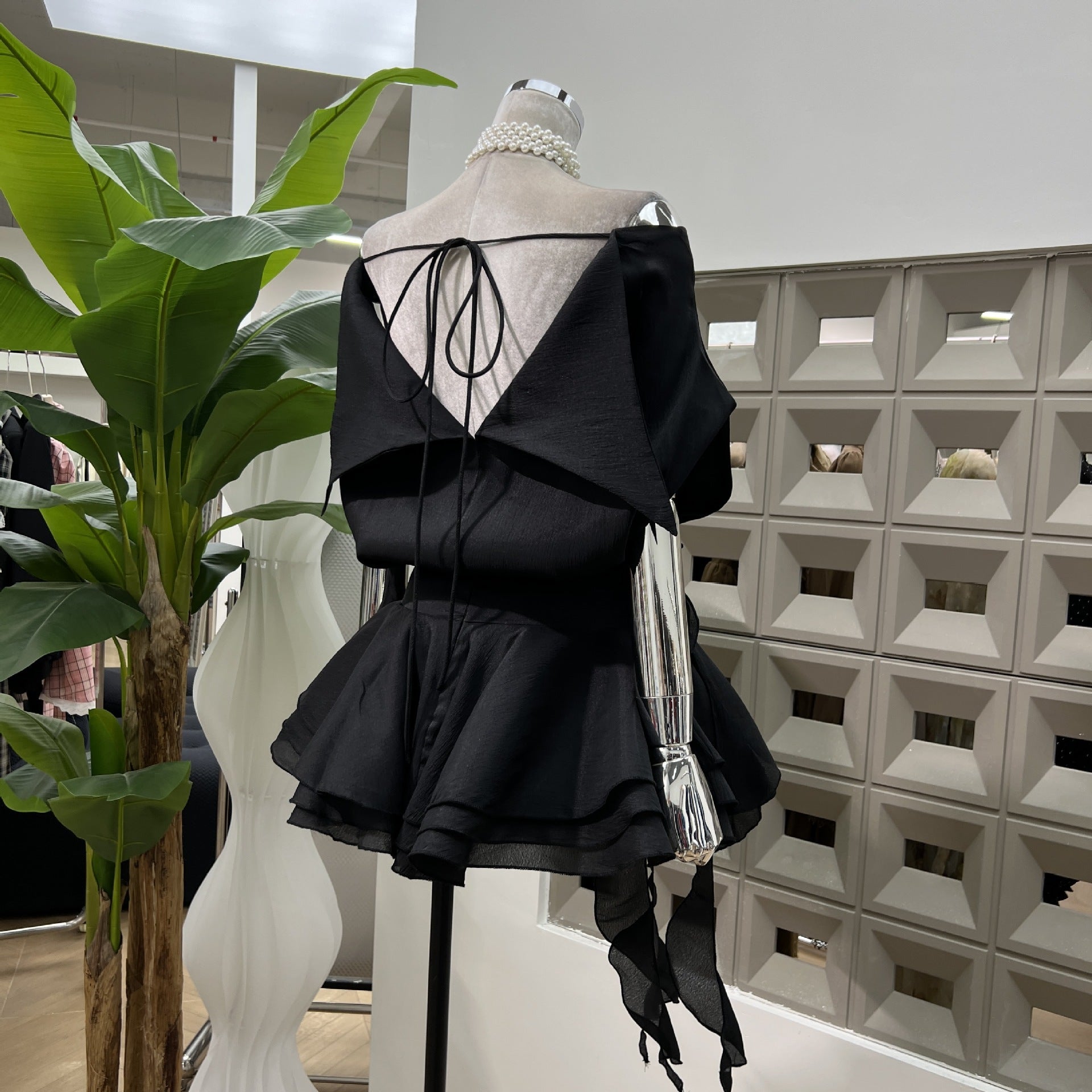 Off-Shoulder Bubble Sleeve Floral Mini Dress with Matching Shorts 6