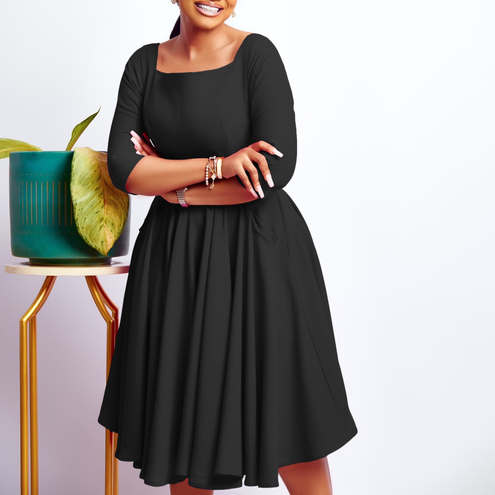 Women Autumn and Winter Pocket African Dress 11