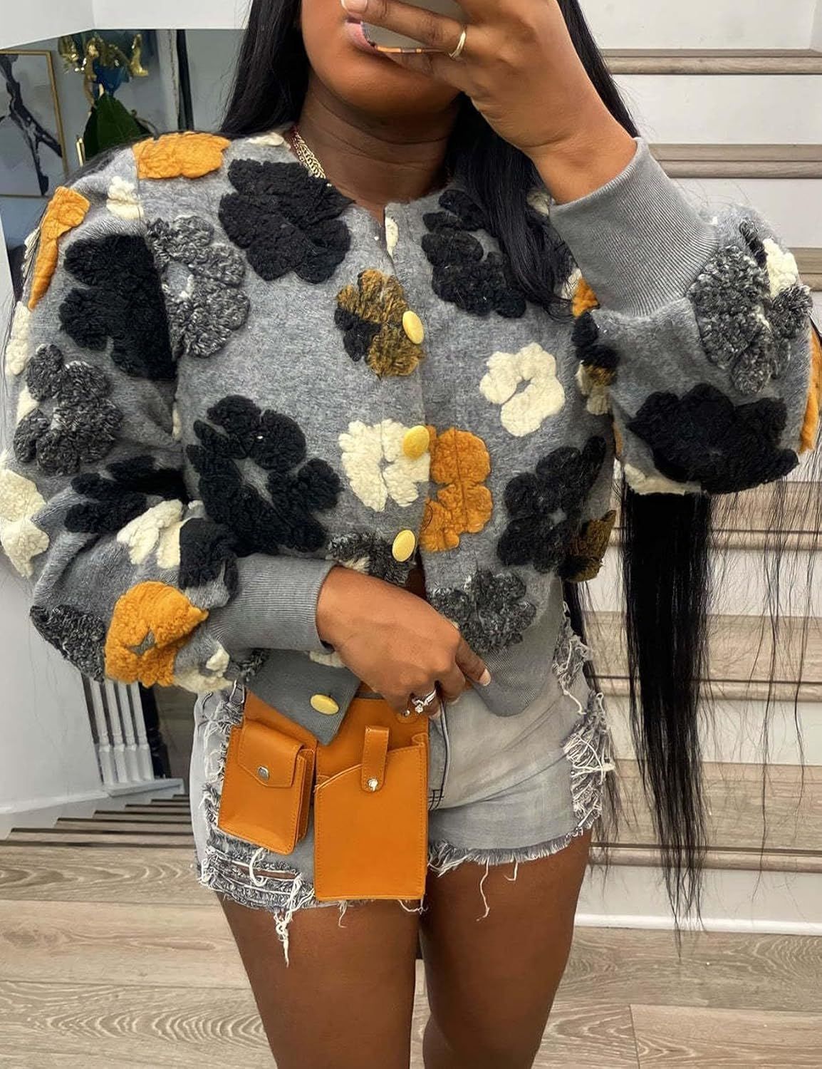 Women's Fashion Casual Jacquard Fleece Coat