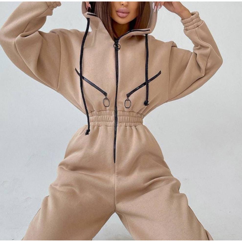 Women Casual Zip Hooded Jumpsuit 6
