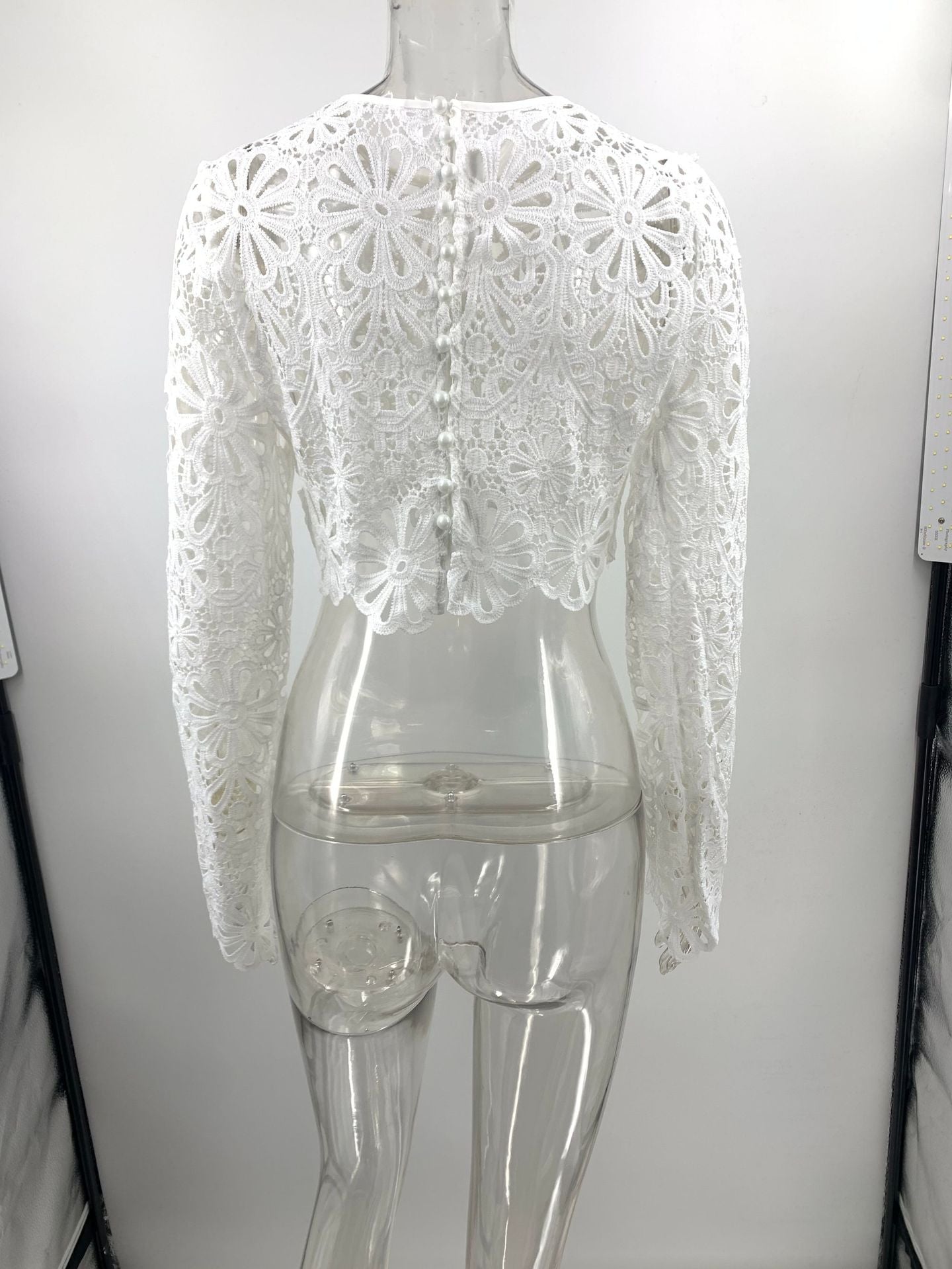 Fitted Lace Cut-Out Top & Skirt Two-Piece Set 6