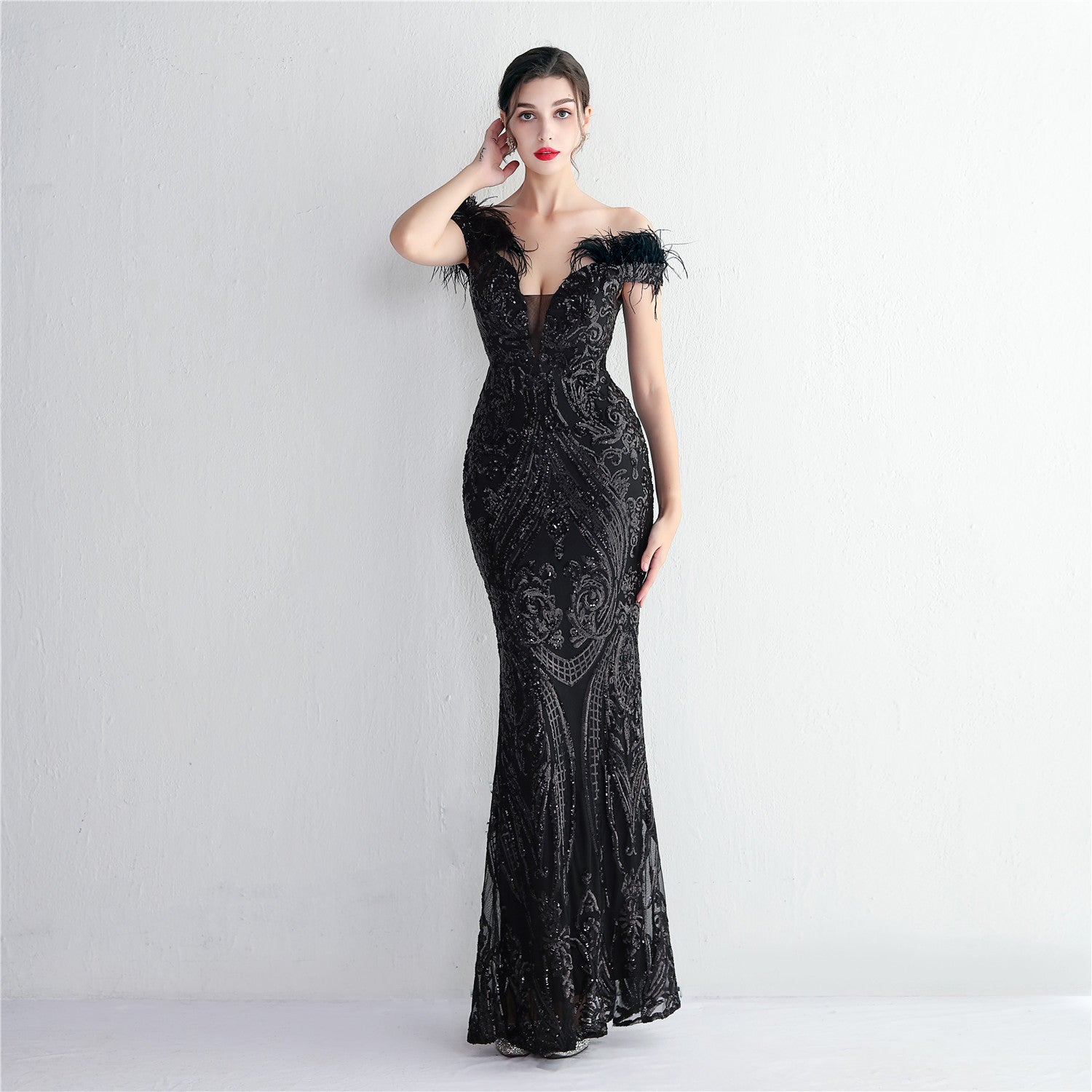 sequins Plus Size Fat Size Costume Formal Party Evening Dress 13