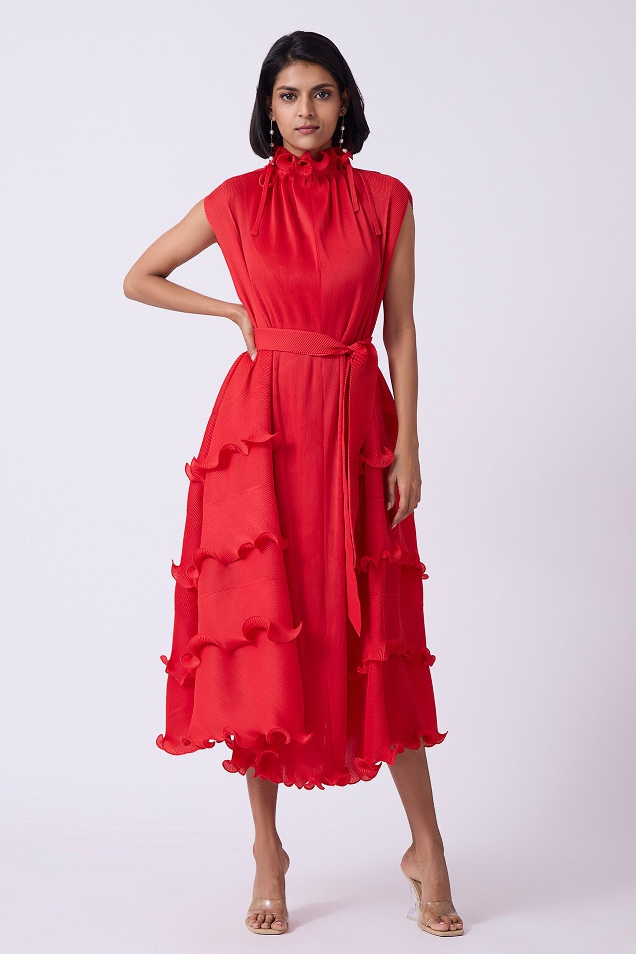 Plus Size African Women French Ruffle Edge Elegant Dress 8