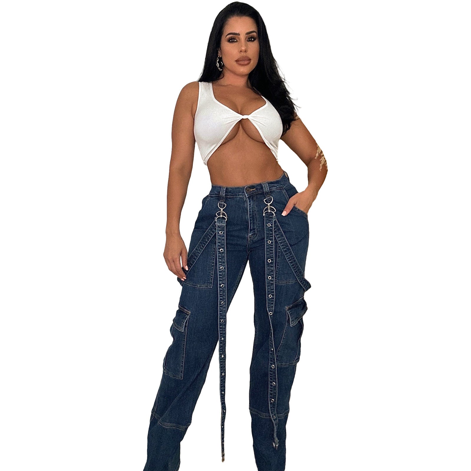 WomenCasual Accordion Baggy Denim Pants 6