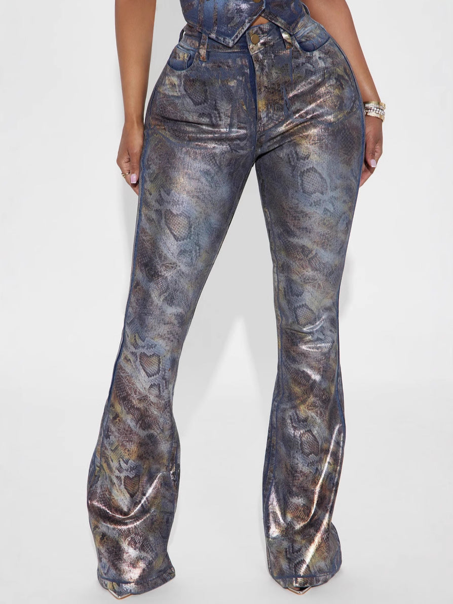 Women Sexy Stretchy Print Strapless Top and Pants 2-Piece Set 6