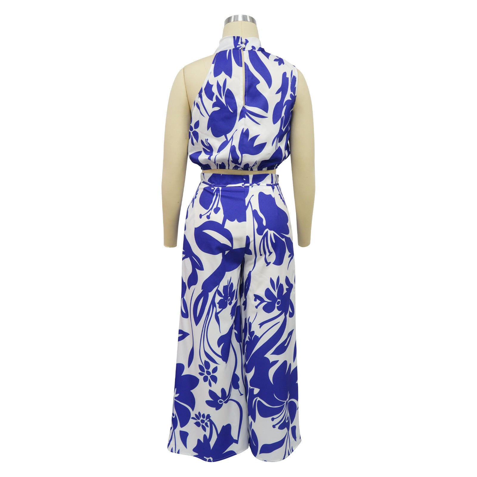 Fashion Women's Sleeveless Pocket Printed Two Piece Pants Set 8