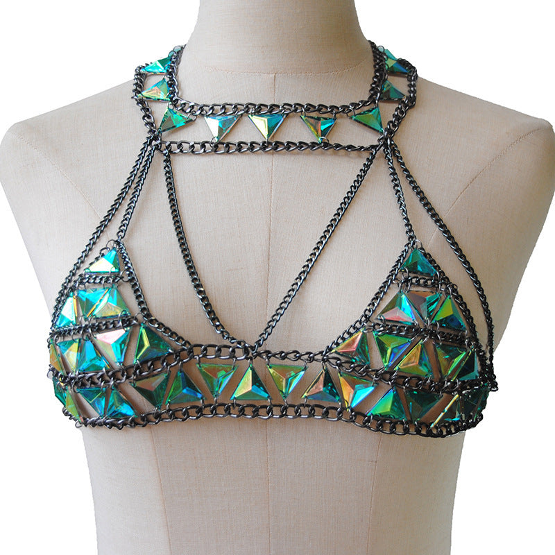 Summer Bra Chain Green Acrylic Sexy Accessories Bra Belt Suit Body Chain Jewelry 9