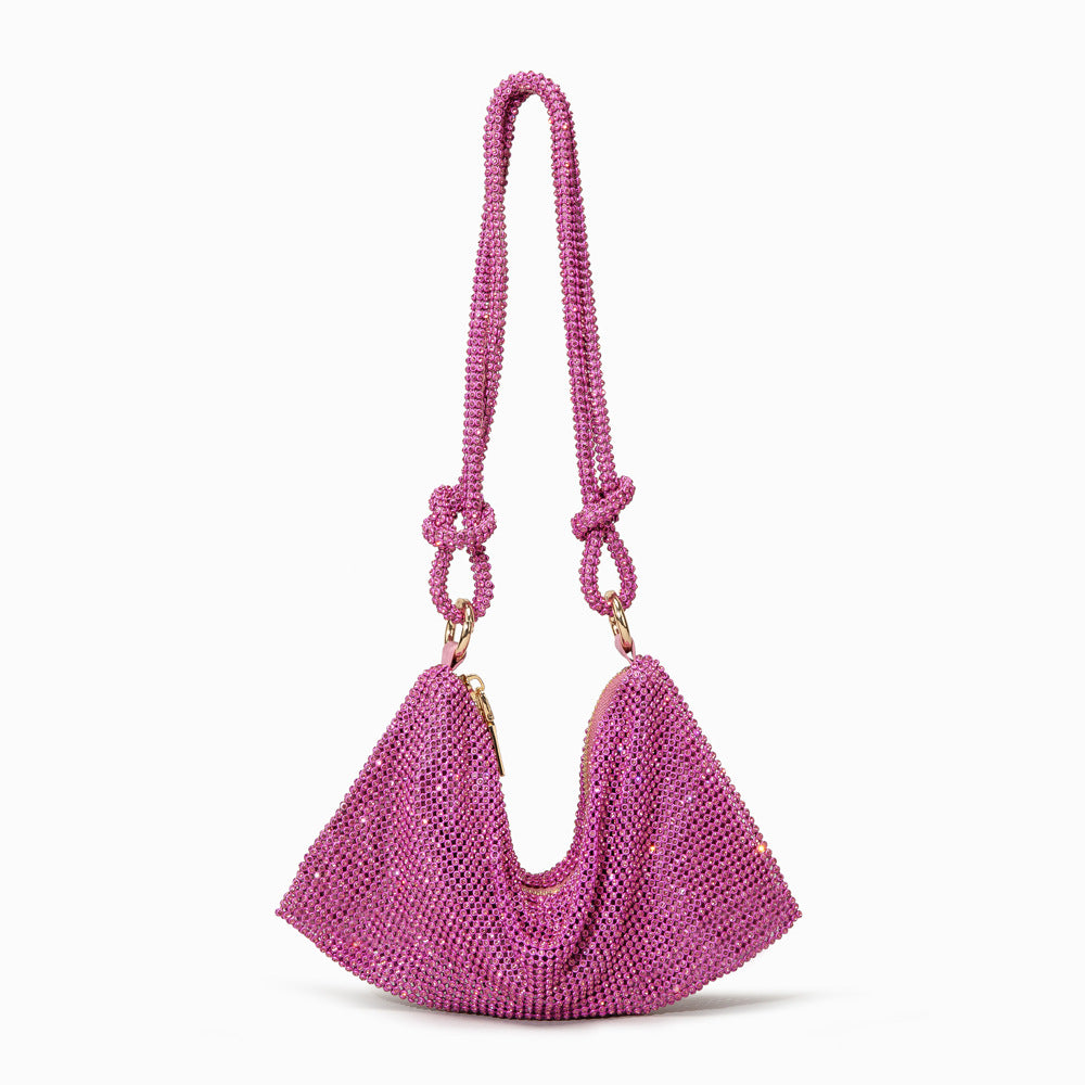 Women Pink Rhinestone Encrusted Handbag 34