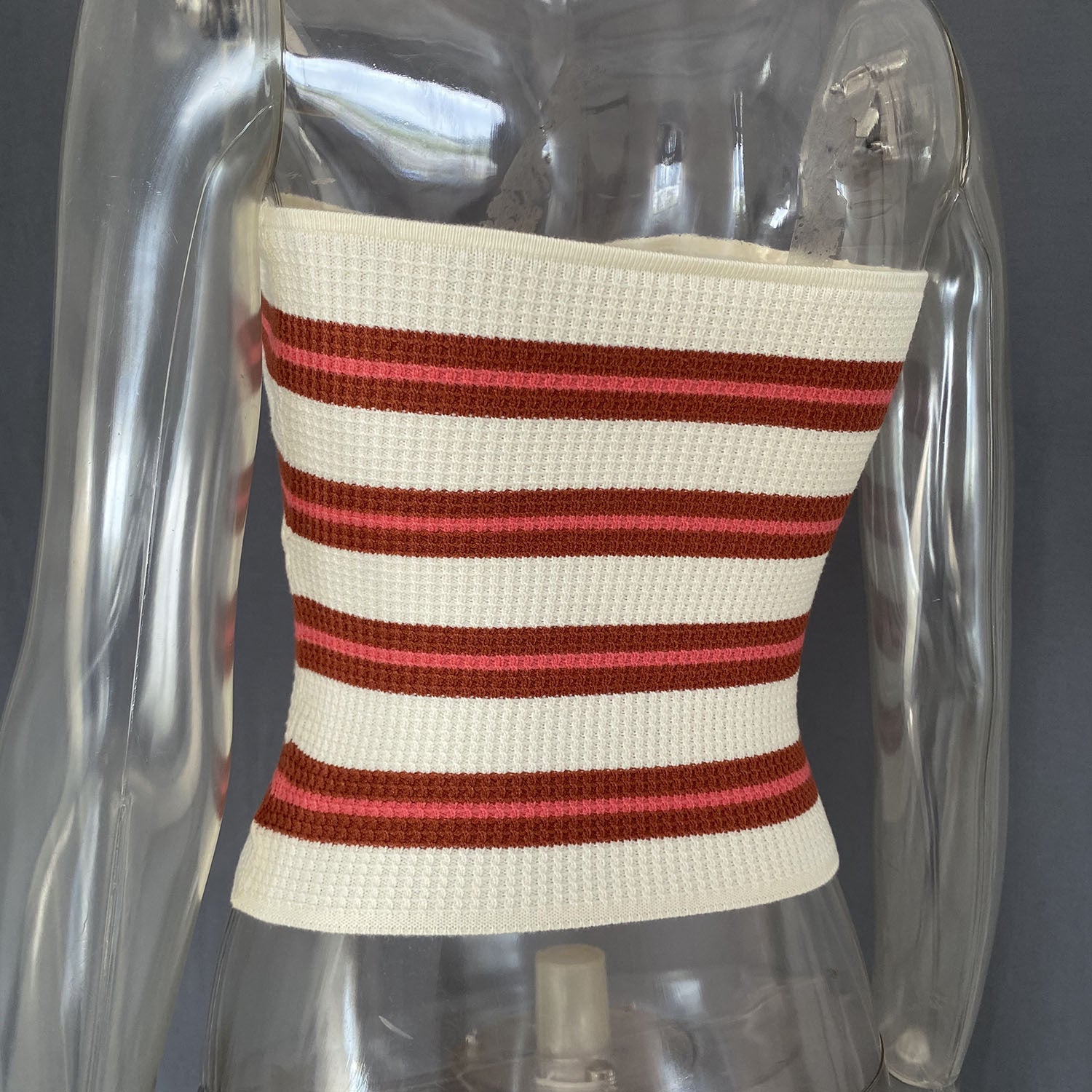 Spring Summer Women's Striped Sexy Hollow Strapless Knitting Vest 30