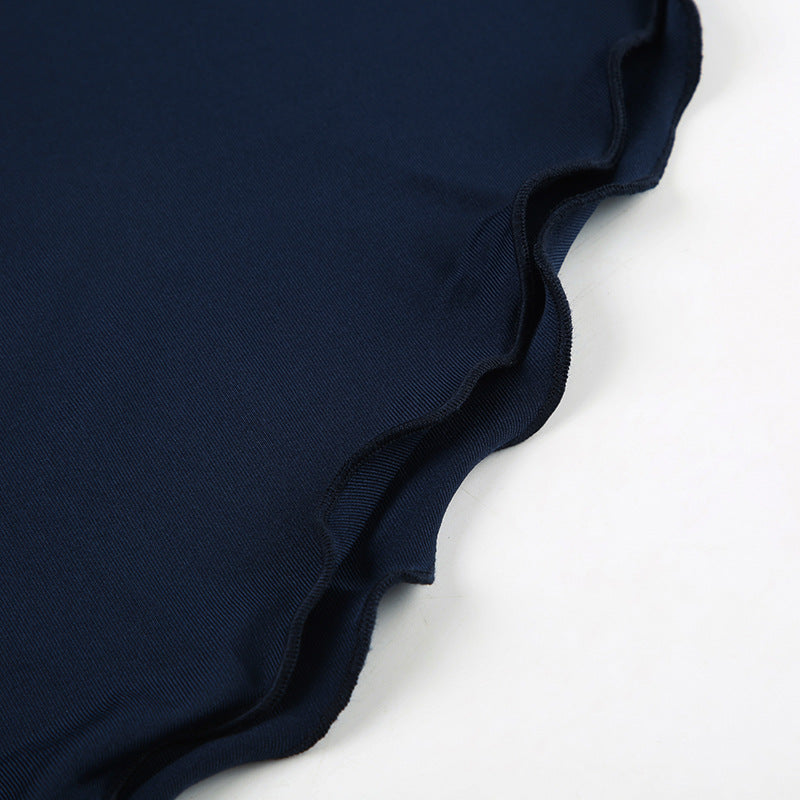 Women's Chic Solid Color Pleated Off-Shoulder Sexy Low-Back Lace-Up Waist Mini Dress 19