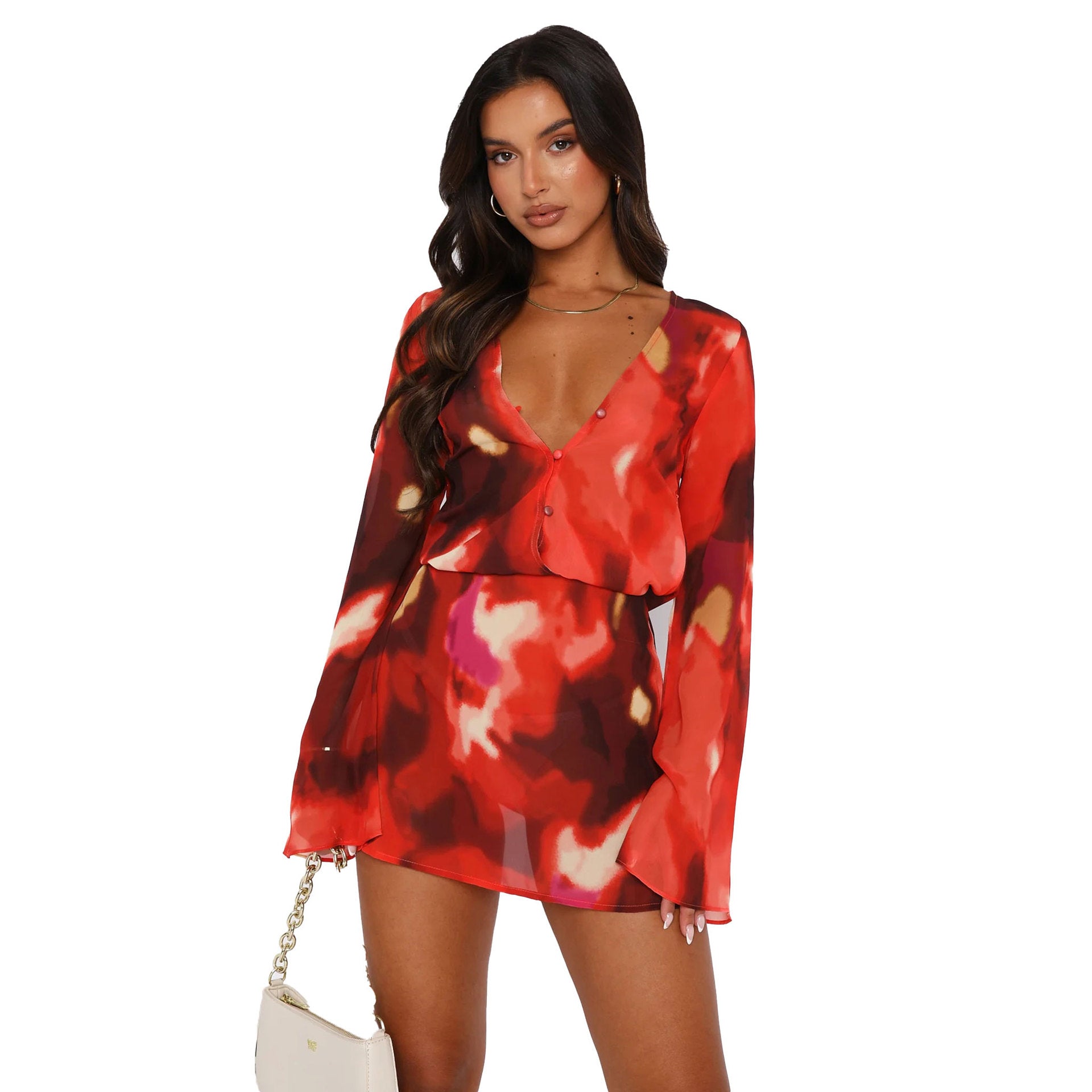 Sexy Printed Lace-Up Long-Sleeved Dress Nightclub Wear 9