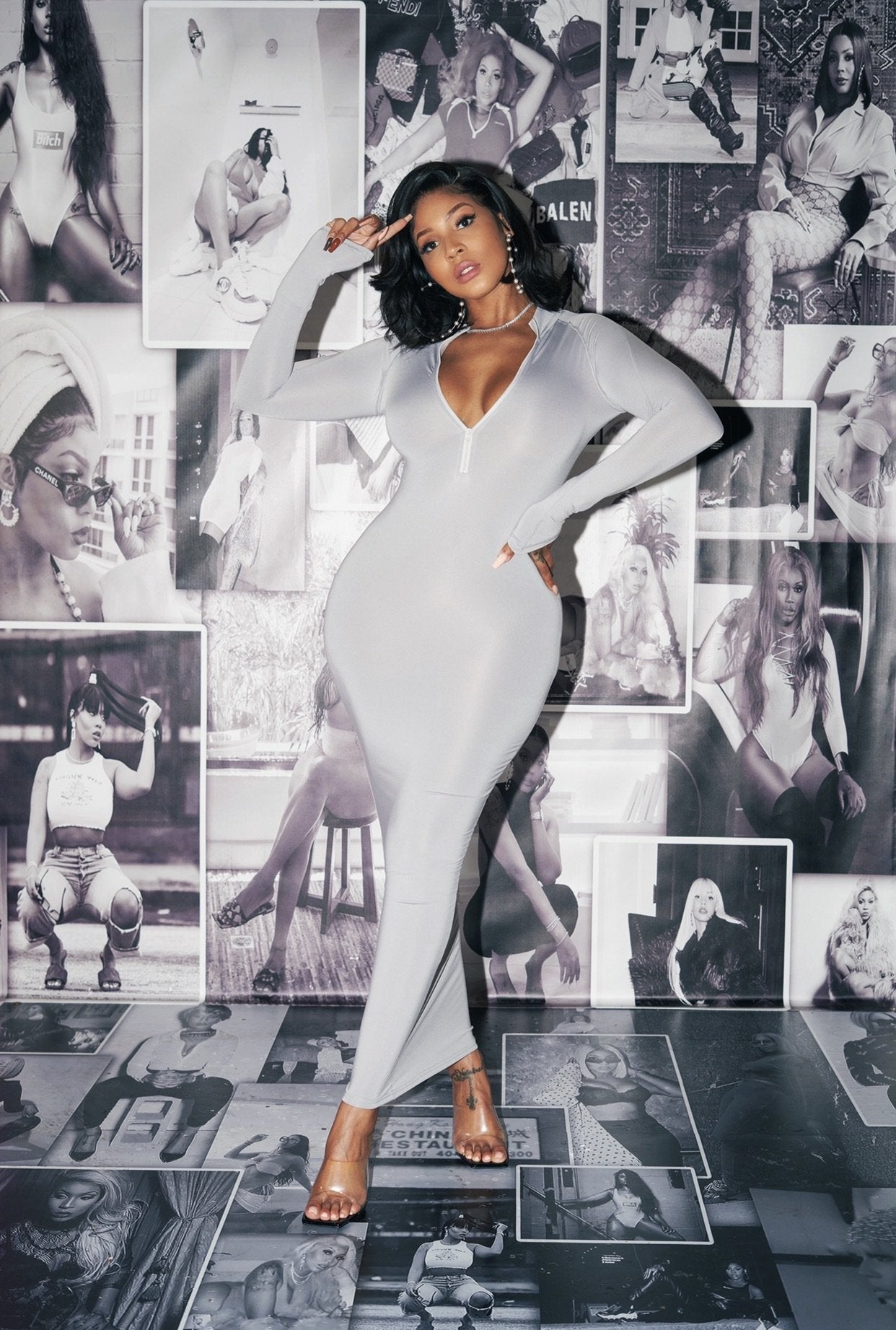 Women long sleeve zipper dress 4