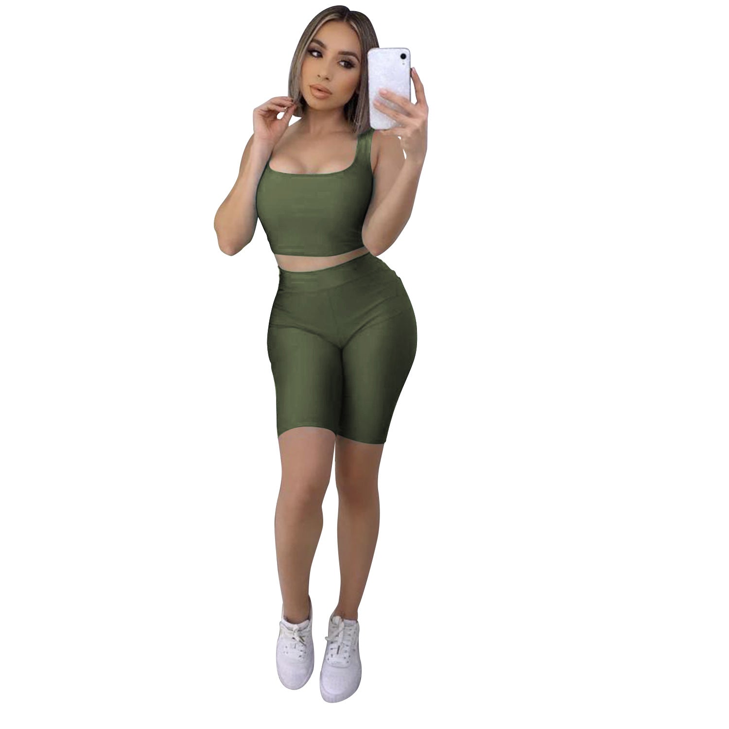 Women Sporty Top and Shorts Two-Piece Set 10
