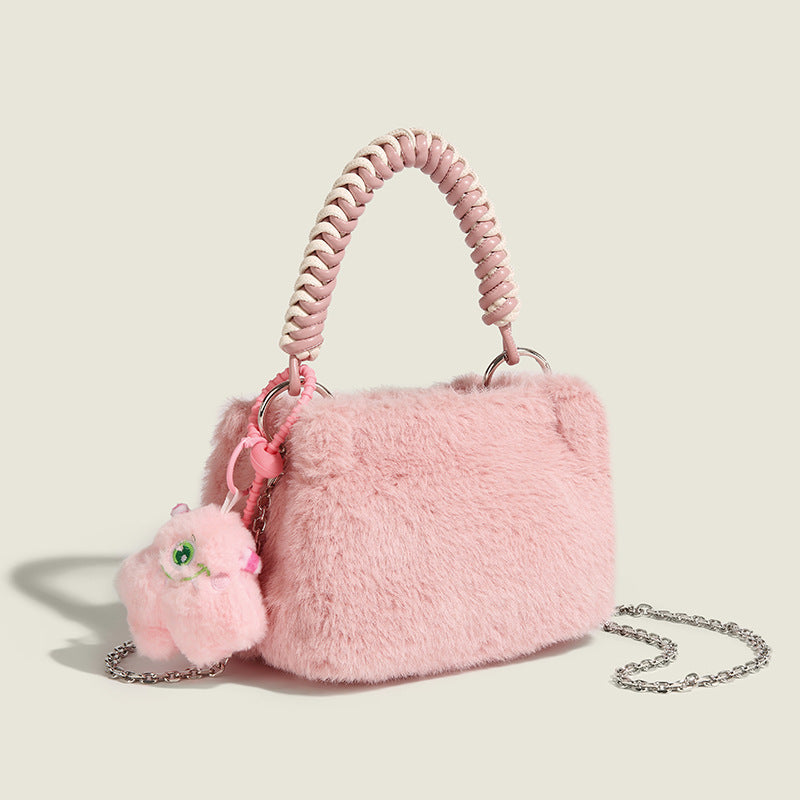 Women hand-held furry bag Furry shoulder bag 3