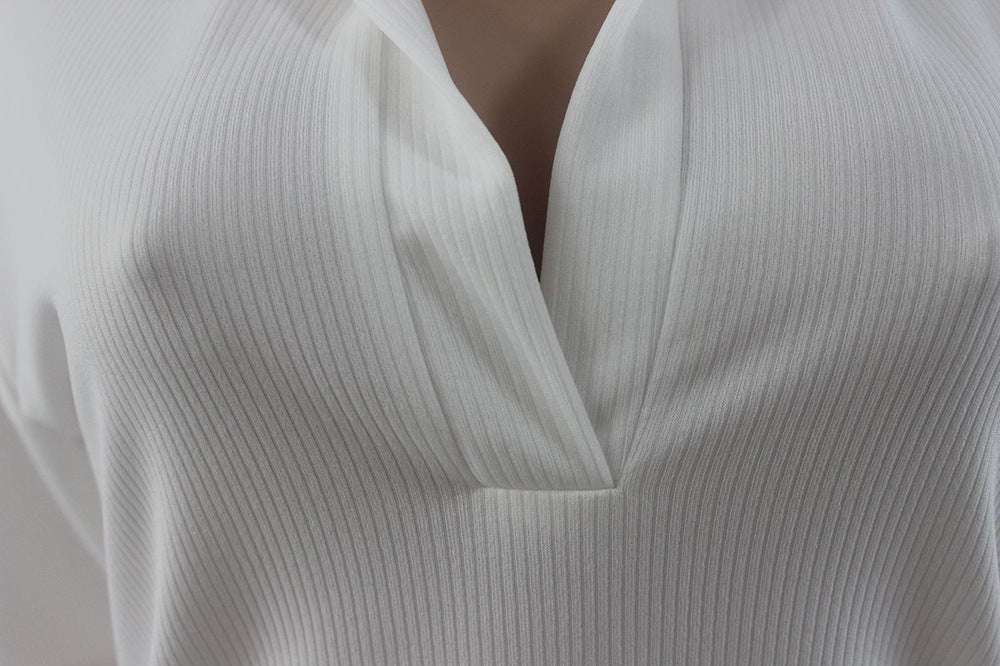 Plus Size Women summer white half-open collar long-sleeved dress 10