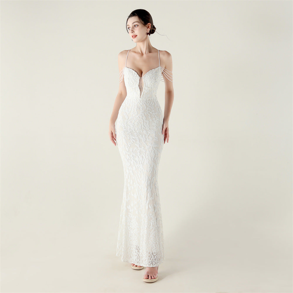 Women crystal diamond sequin embroidery Formal Party evening dress 16