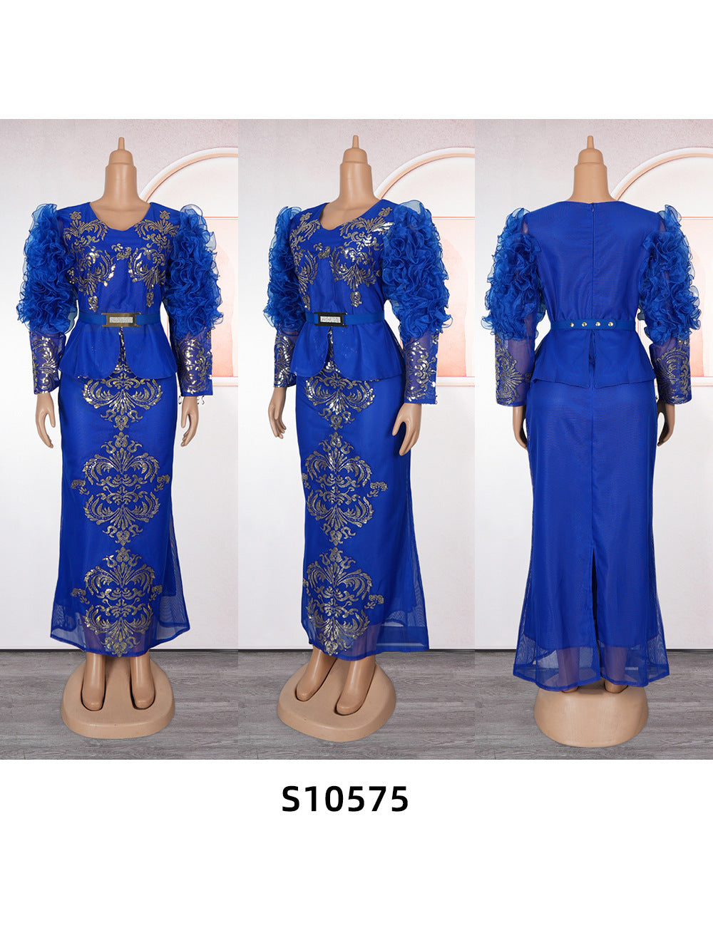 Plus Size African Women Beaded beaded v-neck dress 8