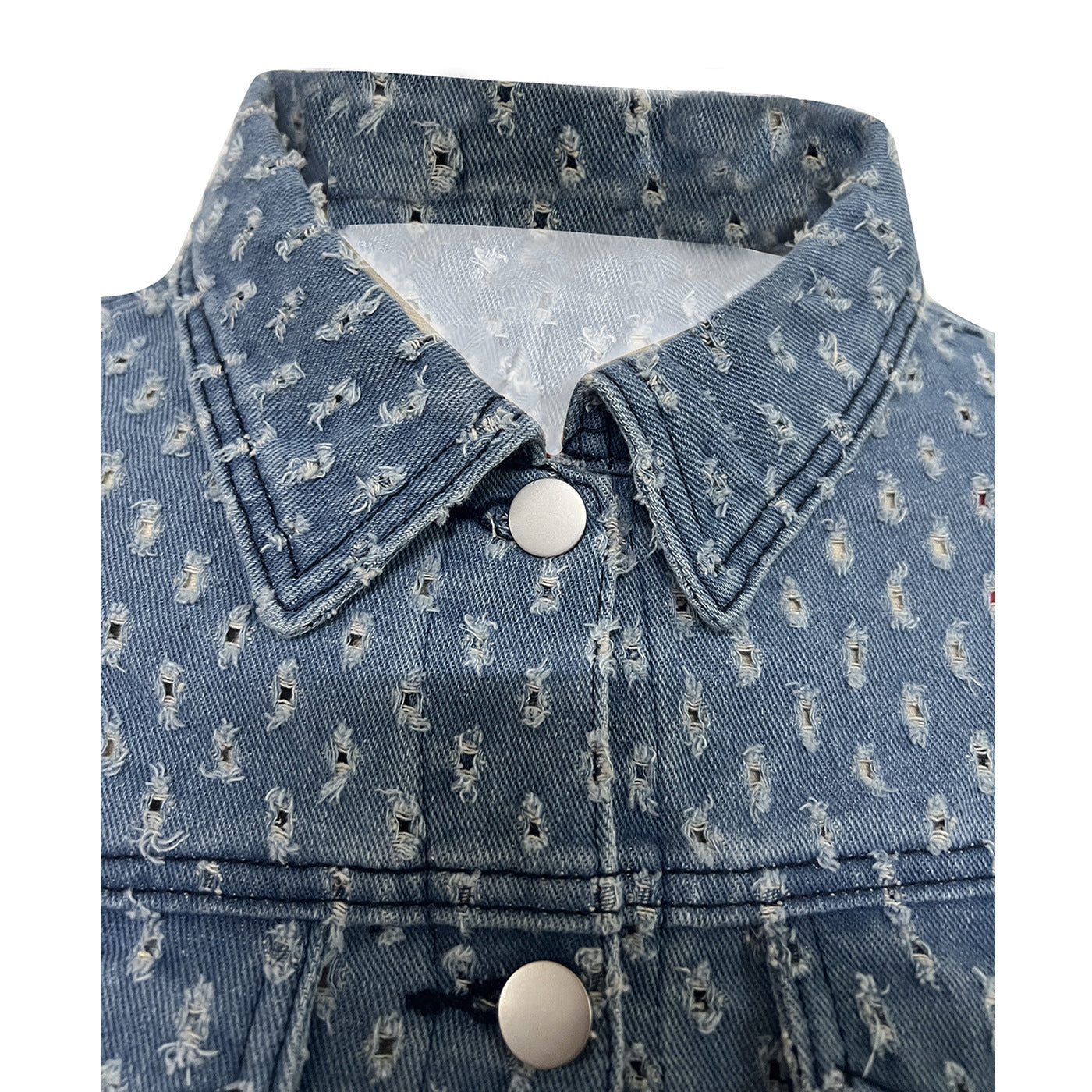 Women Casual Ripped Denim Top and Shorts Set 12