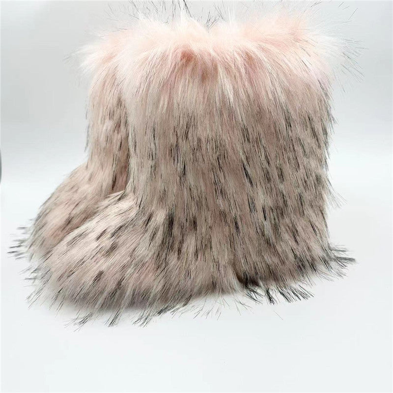 Women Furry Mid-length Snow Boots 21