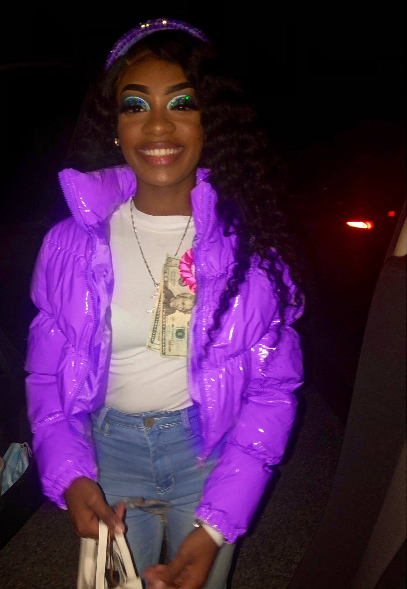 Women'S Fall Winter Shiny Color Long Sleeve Shot Puffer Jacket Down Coat 32