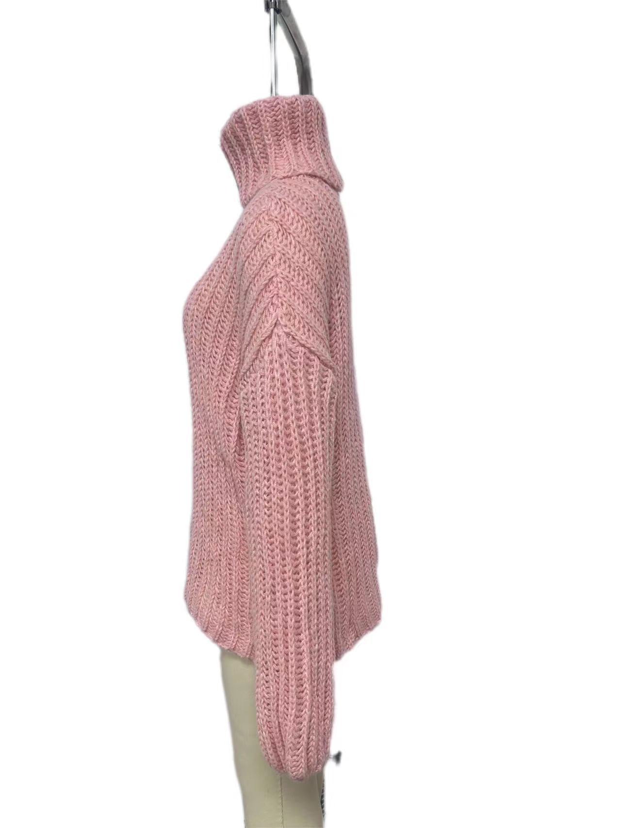 Women winter knitting outfit fluffy long sleeve sweater 16