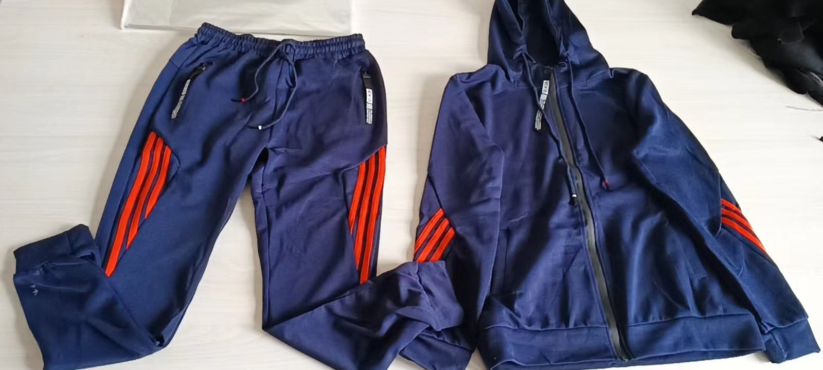 Trendy Zipper Hoodies Sweatpants Two Piece Set Men's Sports Tracksuit 28