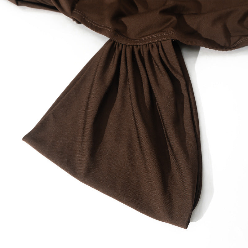 Women Slash Shoulder Off-The-Shoulder Pleated Solid Bodycon Dress 17