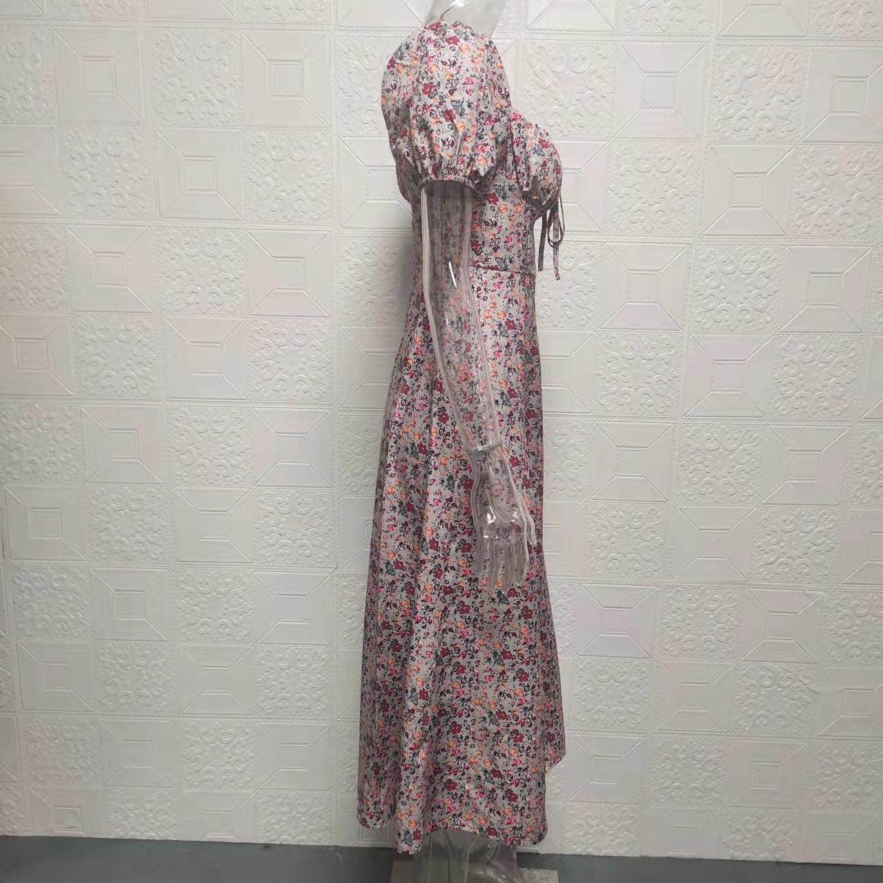 Square Neck Long Floral Summer Dress 27