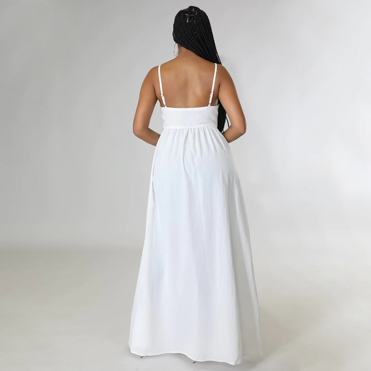 Women Sexy strap Irregular V-neck Slit Long T-Shirt 5