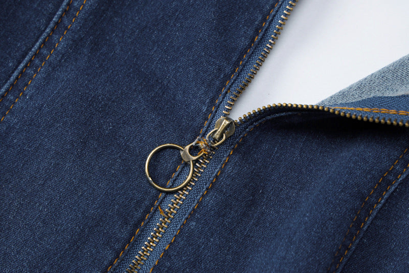 Women's Summer Slim Fit Fashion Low Back Retro High Waist Denim Jumpsuit 14