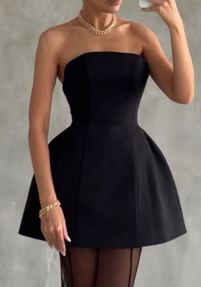 Women summer sexy solid sleeveless strapless dress