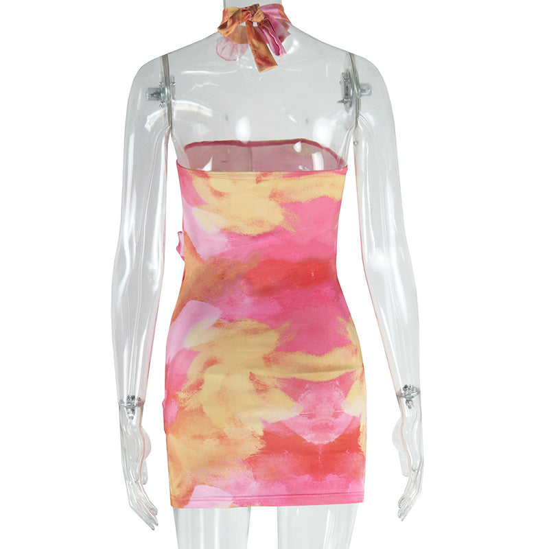 Women Sexy Flower Off Shoulder Hollow Strapless Bodycon Dress 6