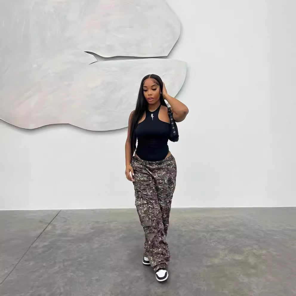 Women's Fashion Casual Camouflage Print Cargo Pants 6